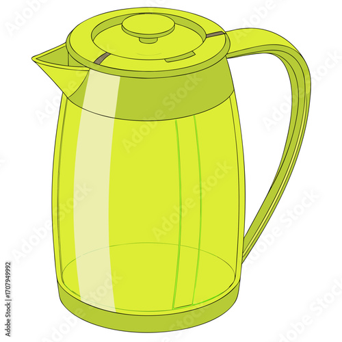Sleek modern electric kettle with transparent body in vibrant lime green hue