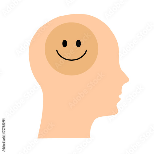 Happy mind smiley face positive emotions concept. Positive thinking icon