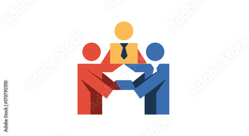 Stylized icon of business people reaching a successful agreement.
