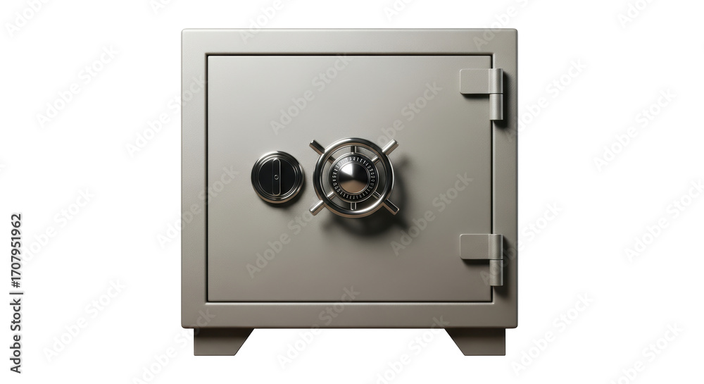 Fototapeta premium Isolated steel security safe with combination lock and bolt lock for valuables or cash