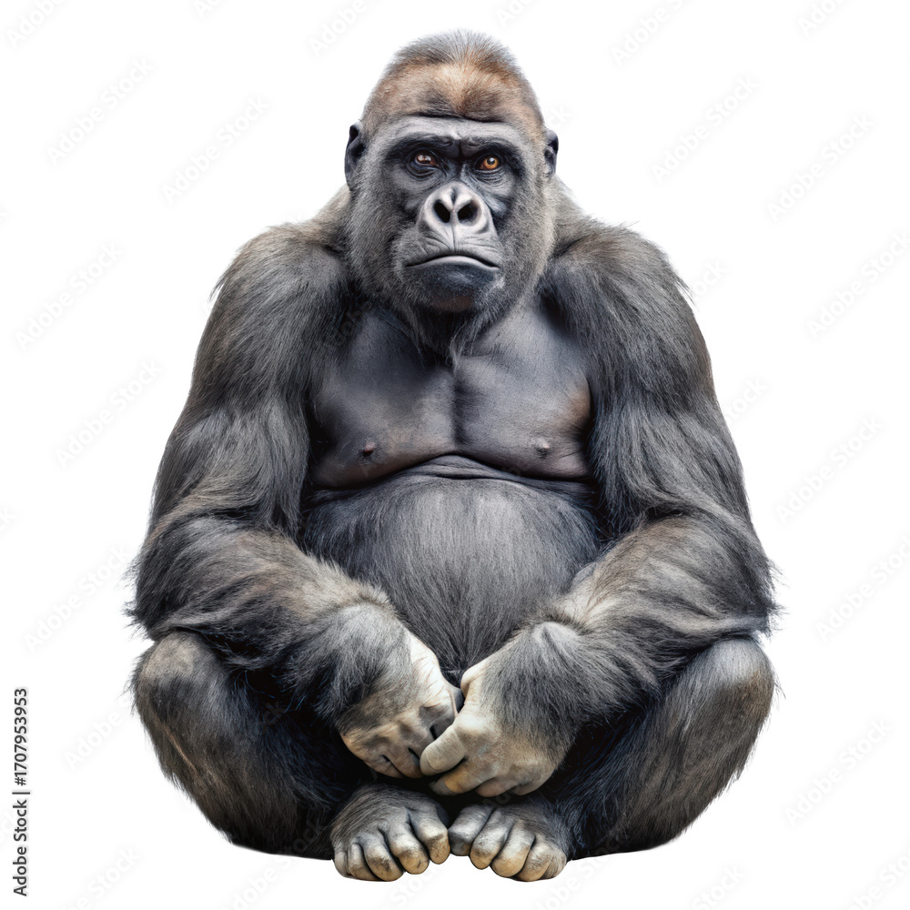 Obraz premium Gorilla sitting png gorilla png sitting png animal png primate png ape png golden png wildlife png transparent background