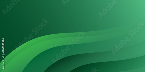 A green background with a gradient style. The background features varying shades of green with a smooth texture and curved lines. Business style background, professional geometric background.