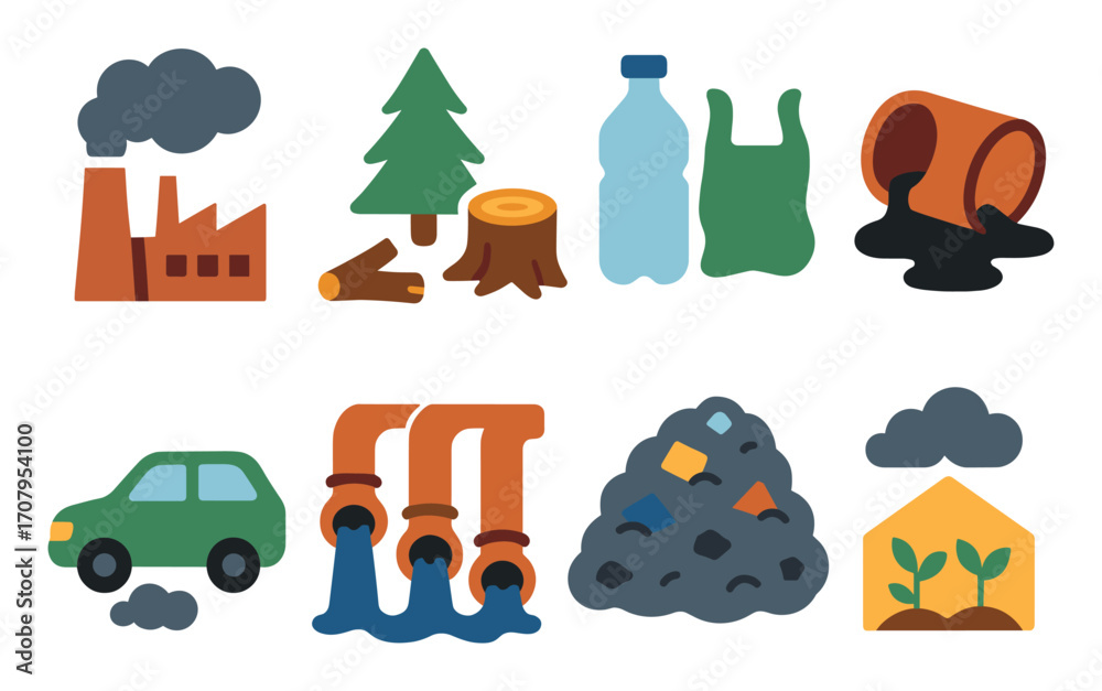 Fototapeta premium Environmental Impact Icons