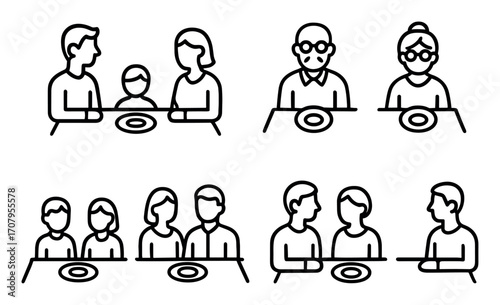 Family Dinner Icons