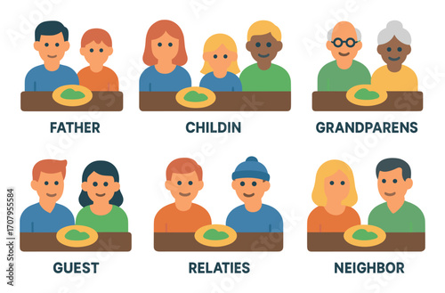 Family Dinner Icons