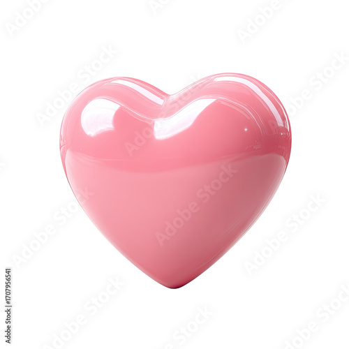 A glossy, vibrant pink heart shape, smoothly rendered