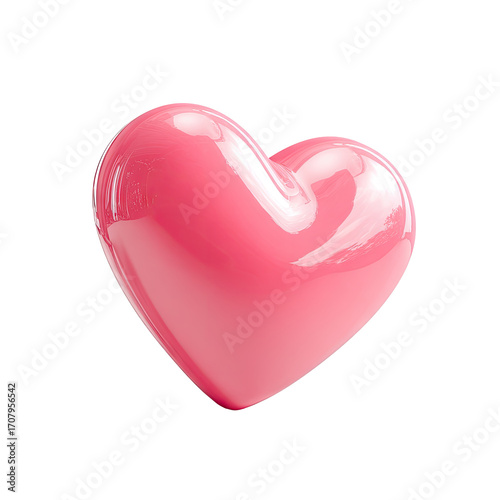A glossy, vibrant pink heart shape