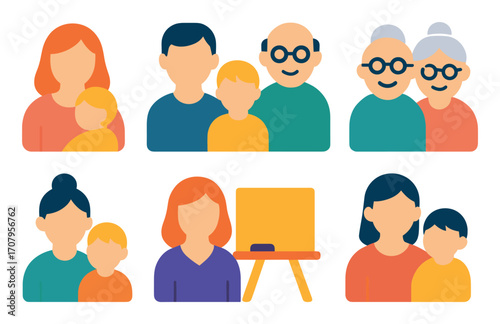 Colorful Family Icons