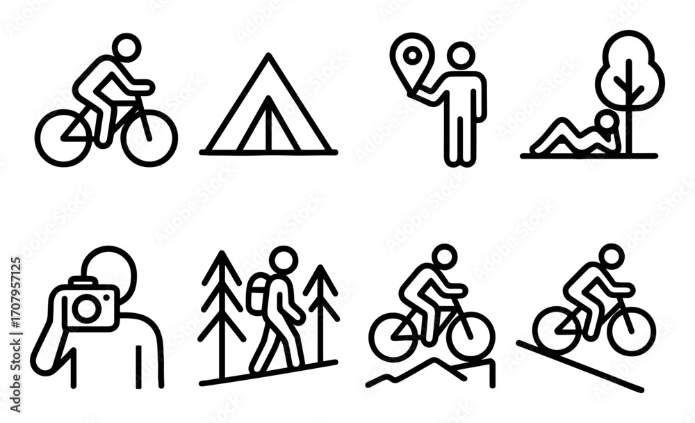 Obraz premium Cycle Tourism Icons