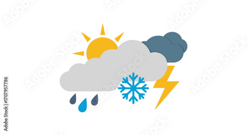 Weather forecast symbols icon set illustration.