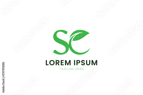 Minimalist green se logo with leaf accent representing nature and growth