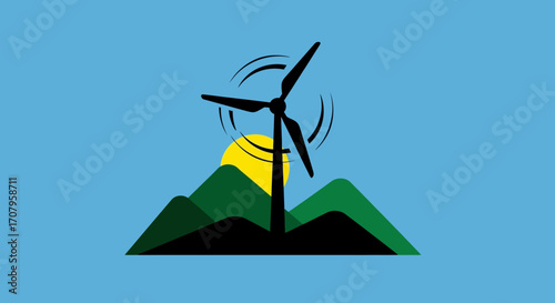Wind Turbine Energy Generation on Mountaintop.