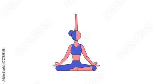 Woman in Lotus Pose - A Minimalist Yoga Illustration for Wellness.