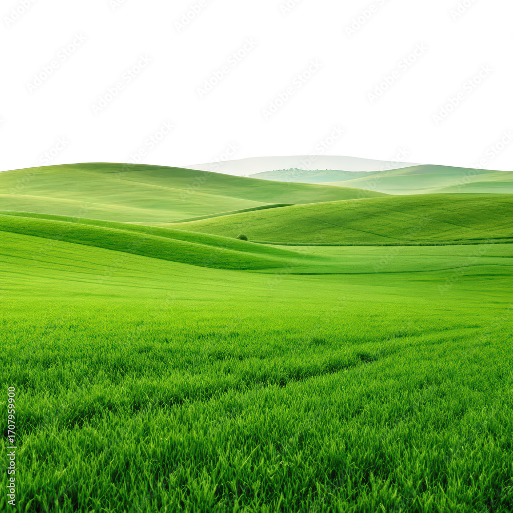 Naklejka premium Green grassland landscape png grassland png landscape png green png meadow png plain png field png nature png transparent background
