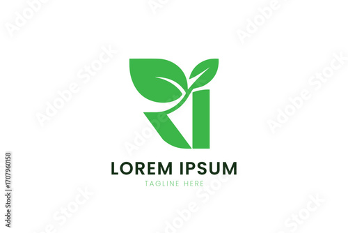 Minimalist green leaf logo design abstract organic nature symbol modern clean business emblem