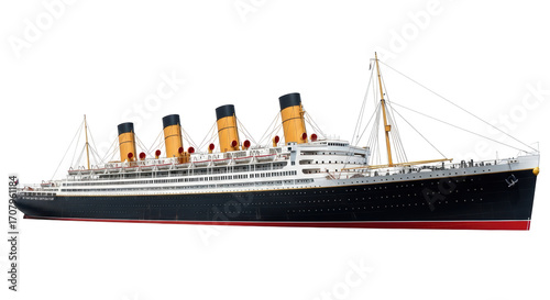 Fotografie Isolated Cruise Liner Ocean Voyage, Classic Transatlantic Passenger Ship, Luxury