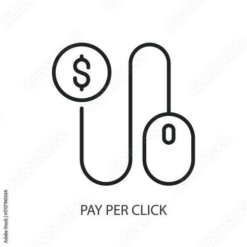 Pay per click thin line vector icons.