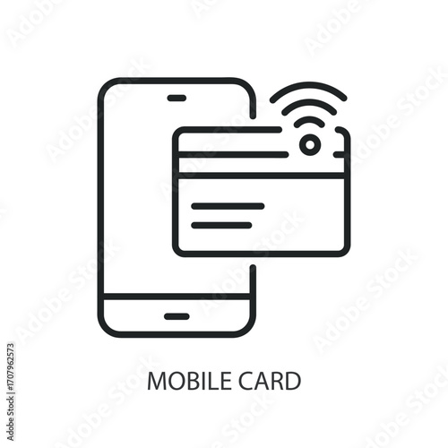 Mobile card thin line vector icons.