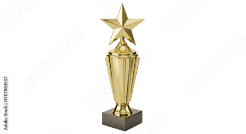 Isolated golden star award prize for victory success or achievement trophy concept