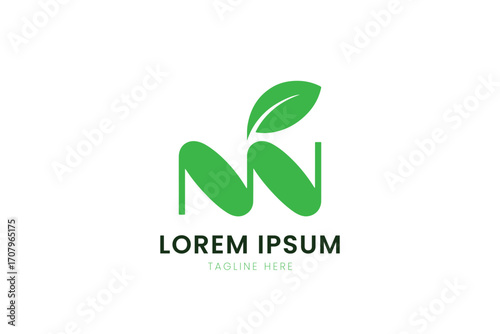Minimalist green logo design with leaf elements for eco-friendly brands