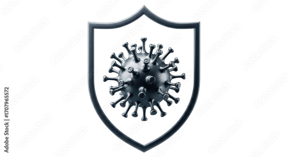 Obraz premium Isolated shield with coronavirus on it depicts protection against the pandemic virus threat