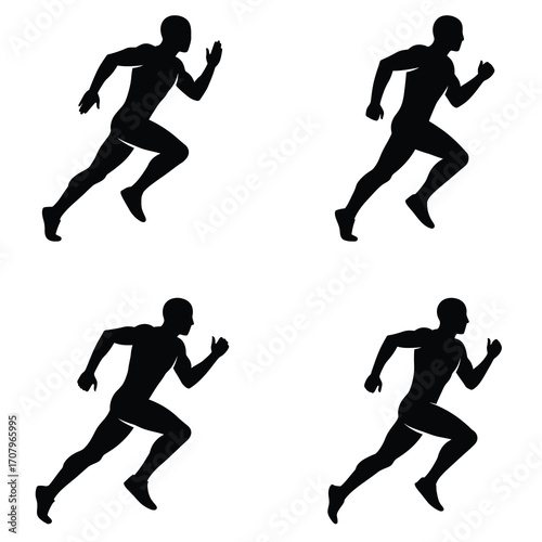 Running man silhouette vector icon black color and white background