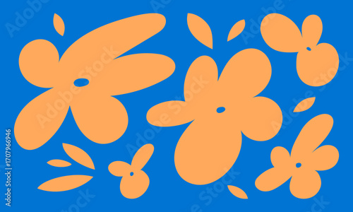 Hand drawn simple cute flowers vector set