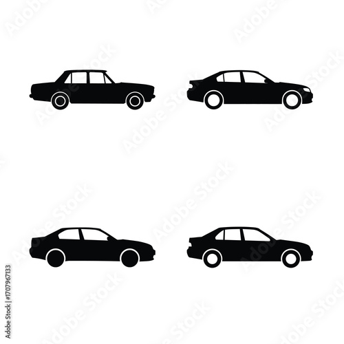 Car silhouette vector icon black color and white background