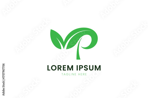 Minimalist green leaf logo design represents growth and nature