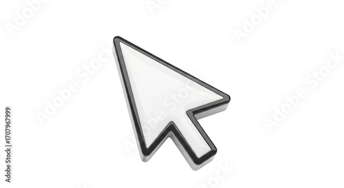 Isolated Pointer Arrow Cursor with Black Border for Website User Interface Element Design