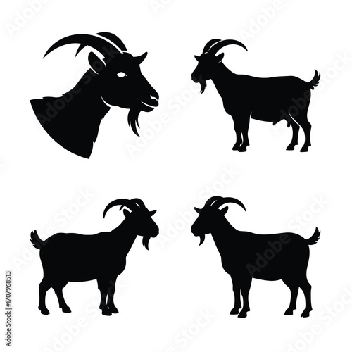 Goat silhouette vector icon black color and white background
