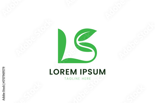 Minimalist green leaf logo design for business and branding with lorem ipsum text