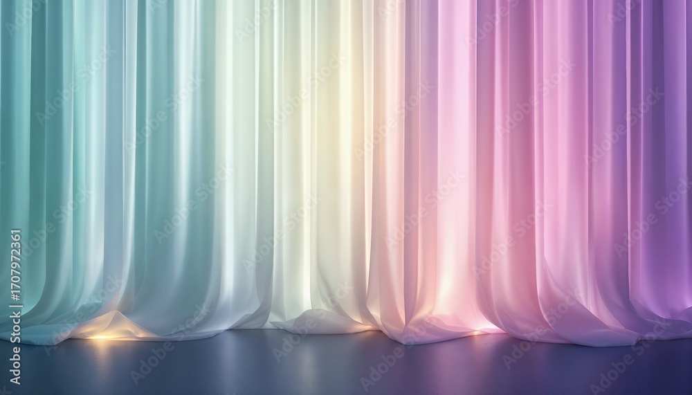 Obraz premium パステルカラーの虹色グラデーションカーテン