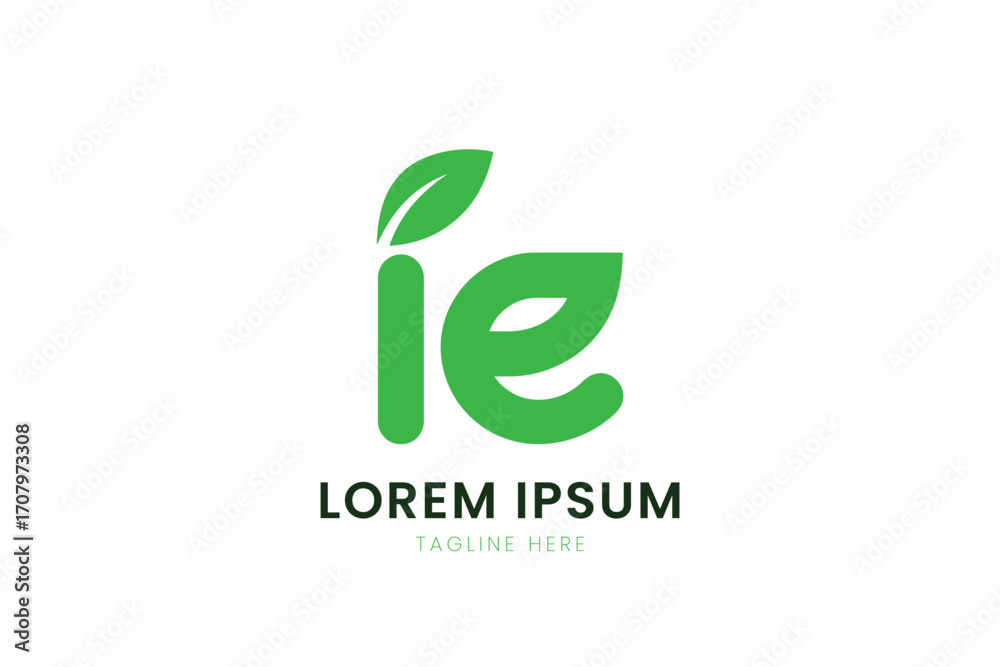 Fototapeta premium Modern minimalist green leaf logo design for eco-friendly brands and businesses