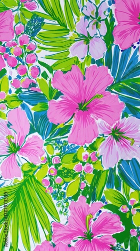 Vibrant floral print fabric design