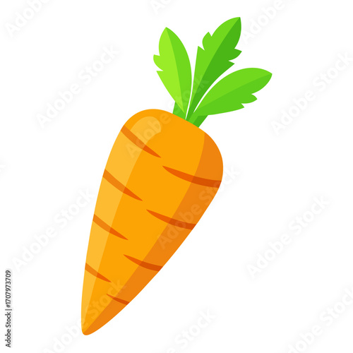 Fresh Carrot Flat Vector Isolated on White Background