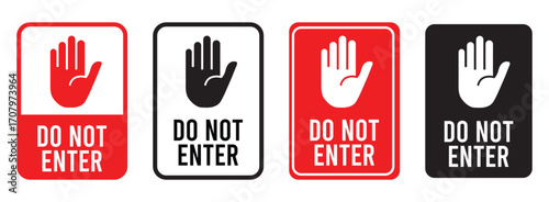 No entry stop sign with raised hand symbol, Yellow tringle icon indicating prohibition, caution, and restriction, vector illustration for safety and warning purposes
