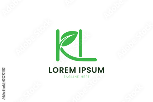 Modern minimalist green leaf logo design for natural brand identity and eco-friendly business