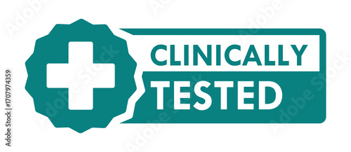 Clinically tested Stamp, Imprint, Seal Template. Clinically tested sign, logo, badge, icon, sticker, label, emblem, stamp, symbol, black, line, flat vector, isolated illustration.