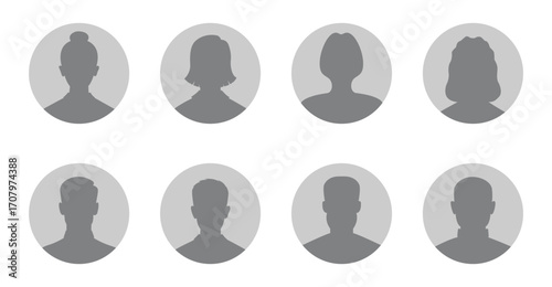 People portraits vector illustration. profile picture User avatars in circles. Collection of male and female human profile face icons. Faceless, Unknown or anonymous person.