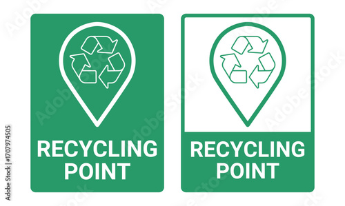 Green Recycle Location Icon – GPS Marker Vector for Glass Waste Disposal, Recycling Point, and Eco-Friendly Map Pin