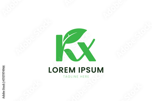 Modern green rx leaf logo design for health wellness and pharmacy brands
