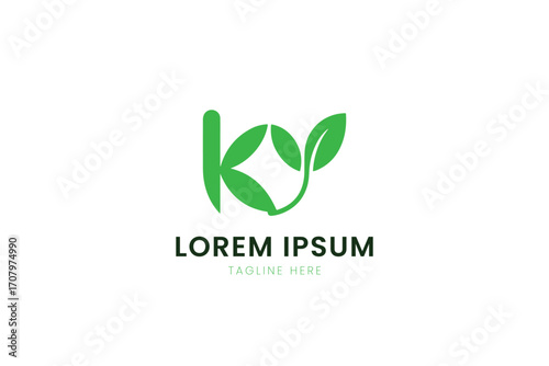 Minimalist green leaf logo for business modern elegant nature brand identity design