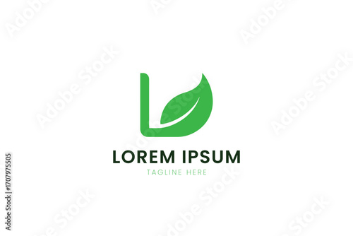 Minimalist green leaf letter l logo design symbol nature eco friendly abstract concept