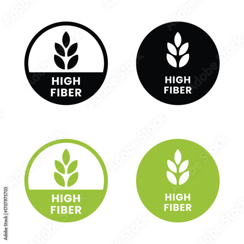 High fiber icon or High fiber label vector isolated in flat style. High fiber icon for product packaging design element. High fiber label for packaging design element.