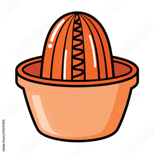 Isolated cartoon illustration of a manual citrus juicer, a simple kitchen tool for squeezing fresh fruit juice.