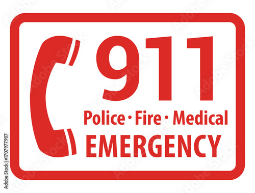 SOS Emergency Call Notification, 911 Alert, Red Warning Interface, Urgent Call for Help, Mobile Phone Vector Illustration, Emergency Services Communication Concept