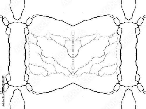 vector illustration of an abstract hand drawn sketch. transparent visible fractures creating abstract pattern and damage, showing aged surface with rough details and distressed appearance in close up 