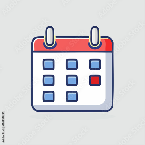A Vibrant Illustrated Calendar Icon Displaying a Specific Date within a Grid