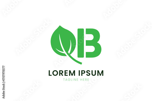 Minimalist green leaf and letter b logo design fresh nature organic brand identity symbol